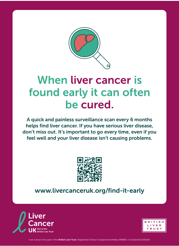 Liver cancer surveillance poster with QR code